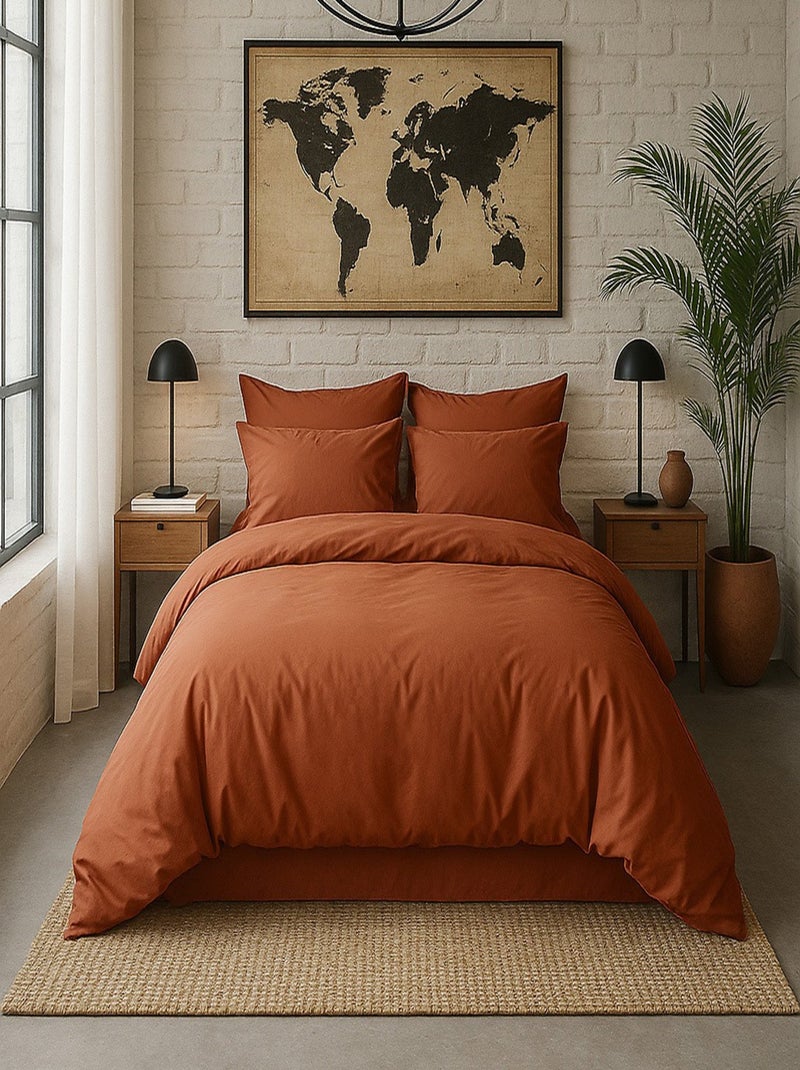 Taie d'oreiller 100 % percale de coton elegance Orange - Kiabi