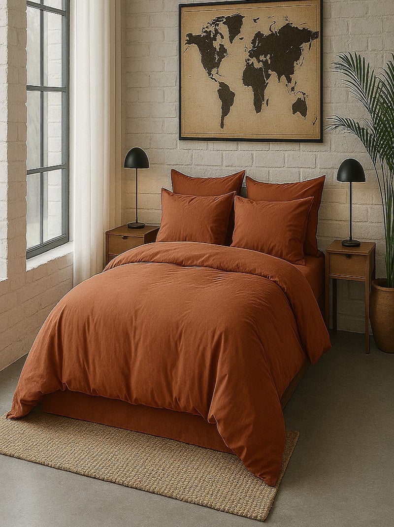 Taie d'oreiller 100 % percale de coton elegance Orange - Kiabi