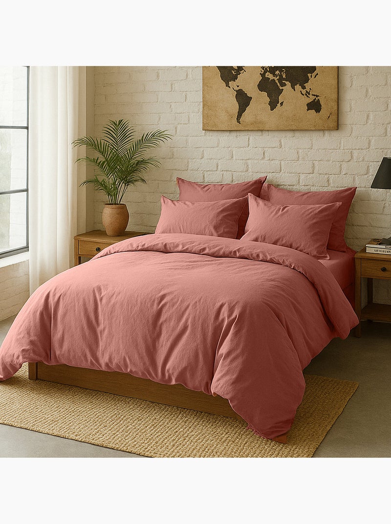 Taie d'oreiller 100 % percale de coton elegance Rose profond - Kiabi
