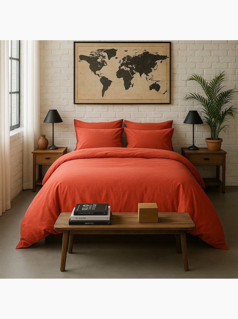 Taie d'oreiller 100 % percale de coton elegance Rouge - Kiabi