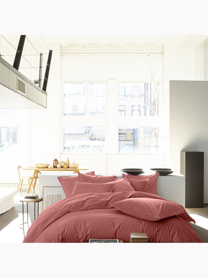 Taie d'oreiller 100 % percale de coton elegance Vieux rose - Kiabi