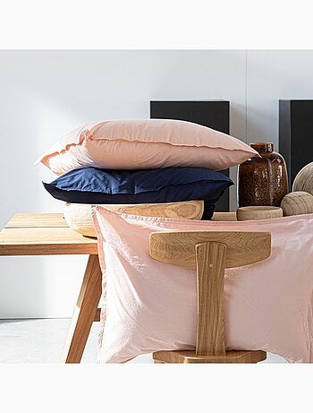 Taie d'oreiller 100% Percale de Coton Lavé 80 fils