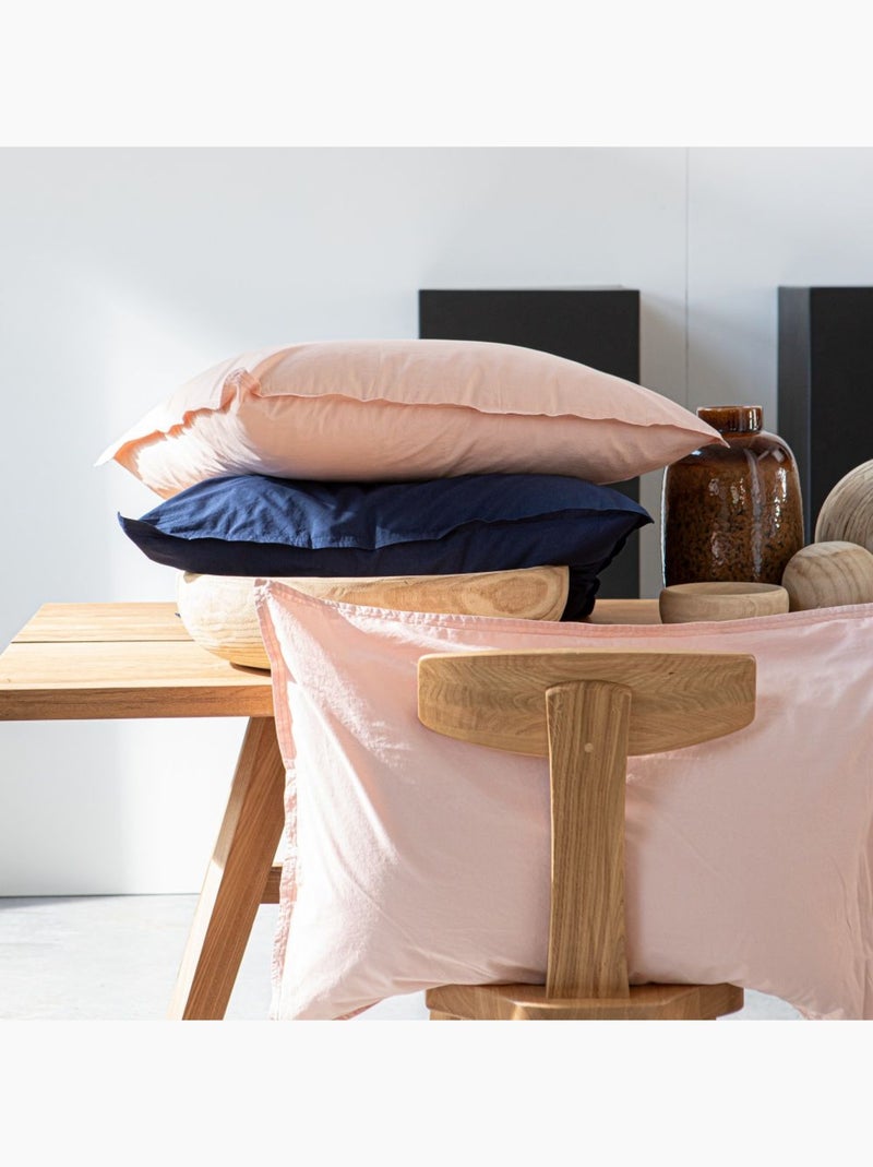 Taie d'oreiller 100% Percale de Coton Lavé 80 fils Bleu - Kiabi