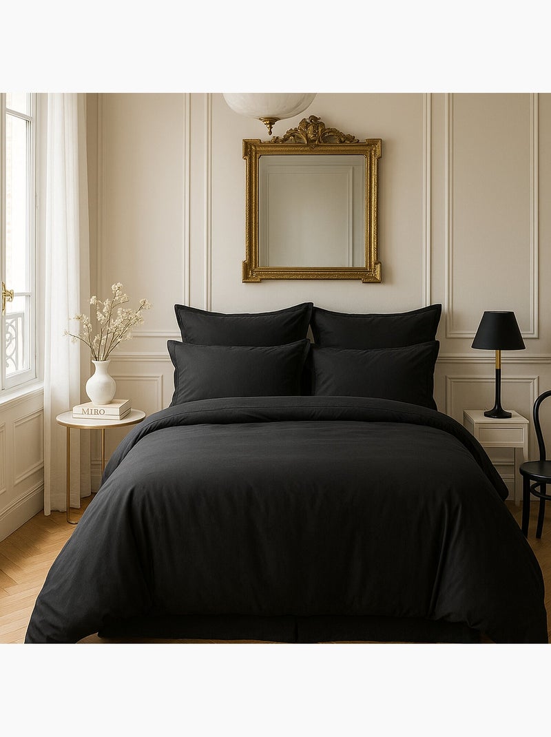 Taie d'oreiller 100 % satin de coton Noir - Kiabi