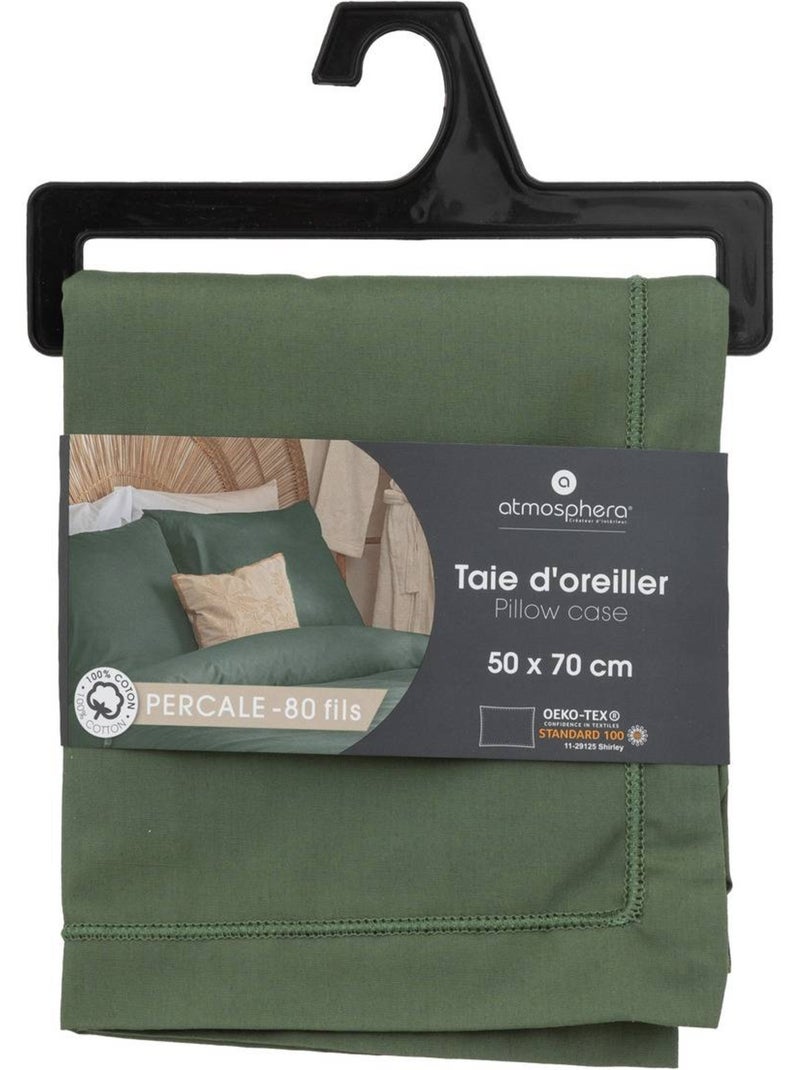 Taie d'oreiller à volant en percale de coton landiha Vert - Kiabi
