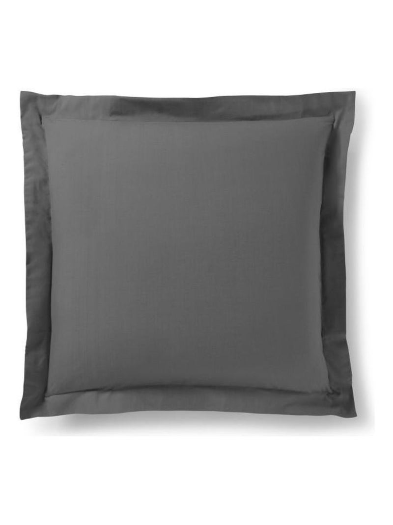 Taie d'oreiller Anthracite 63 x 63 cm volant plat piqué  / 100% Coton / 57 fils/cm² Gris - Kiabi