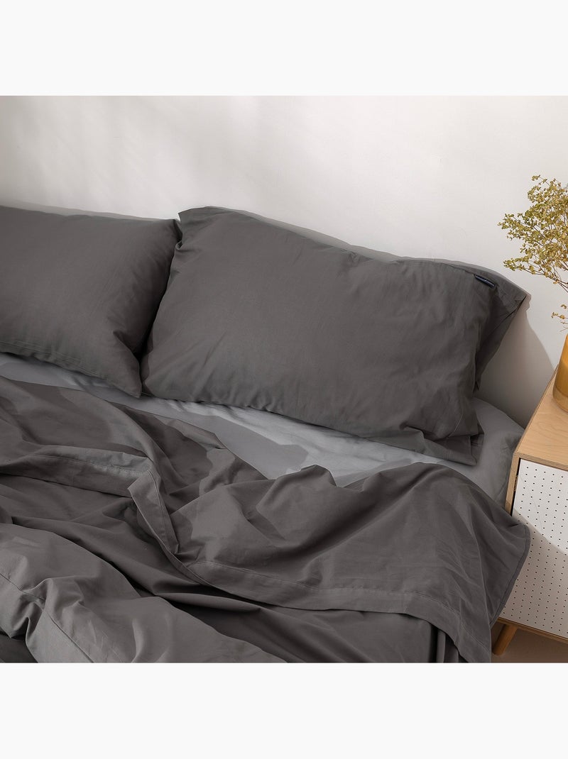 Taie d'oreiller Basic "Happyfriday" Gris foncé - Kiabi
