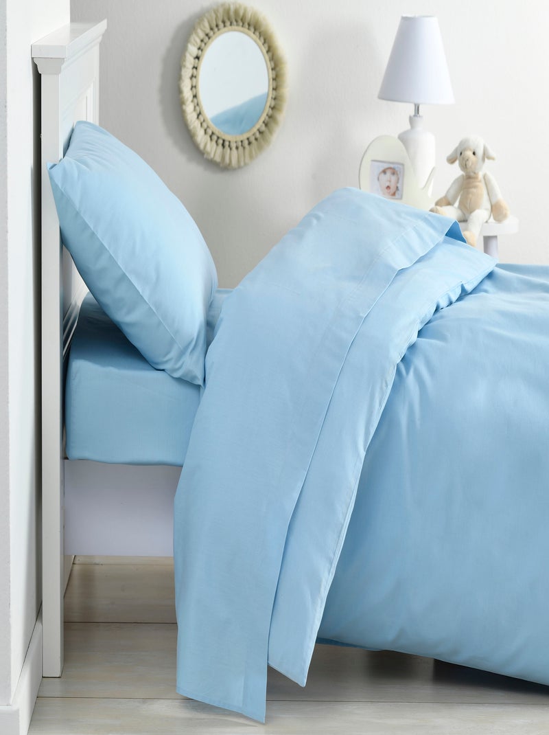 Taie d'oreiller bébé - 100% coton Bio - 'P'tit Basile' Bleu ciel - Kiabi