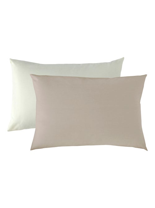 Taie d'oreiller bébé 40x60 cm - 100% coton Bio - taie bicolore écru/taupe - Kiabi