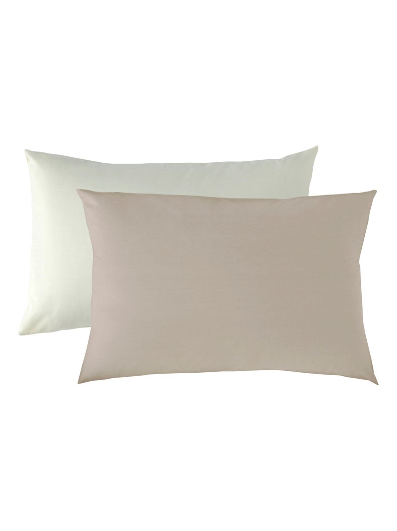 Taie d'oreiller bébé 40x60 cm - 100% coton Bio - taie bicolore écru/taupe Marron - Kiabi