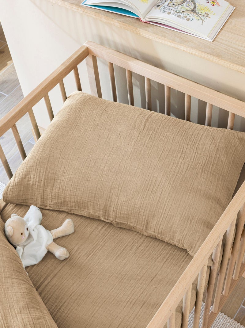 Taie d'oreiller bébé gaze de coton NOA Beige - Kiabi