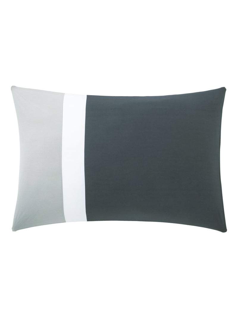 Taie d'oreiller bicolore en coton, Made in France, MÉLI-MÉLO Gris tourterelle - Kiabi