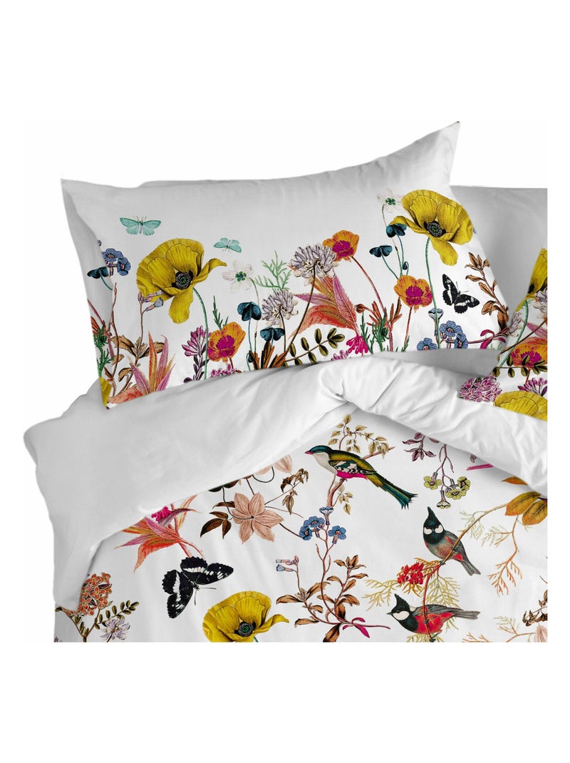 Taie d'oreiller Birds of paradise "Happyfriday" Blanc Jaune - Kiabi
