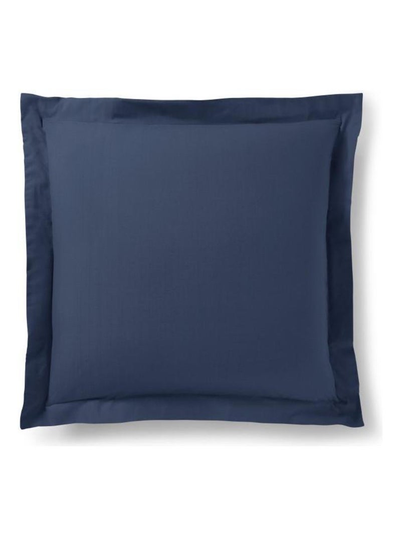 Taie d'oreiller Bleu marine 63 x 63 cm volant plat piqué  / 100% Coton / 57 fils/cm² Bleu marine - Kiabi