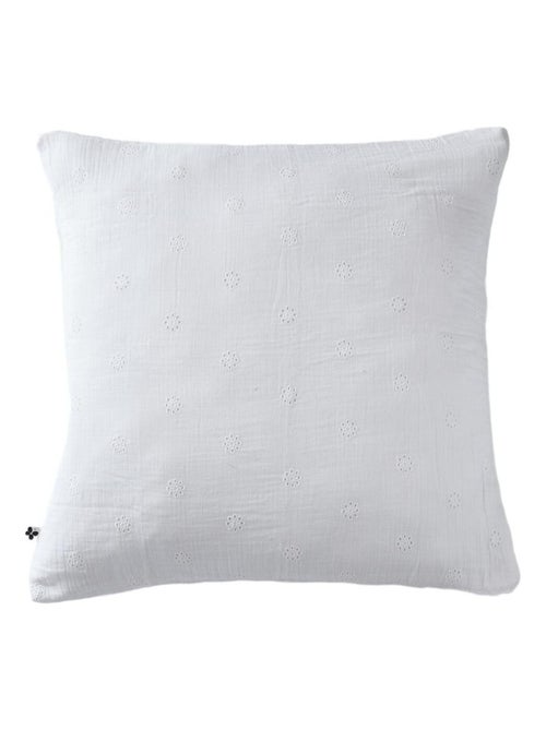 Taie d'oreiller brodée double gaze de coton - Kiabi