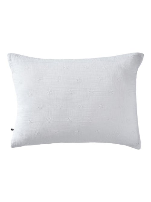 Taie d'oreiller brodée double gaze de coton - Kiabi