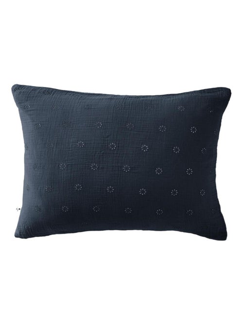 Taie d'oreiller brodée double gaze de coton - Kiabi