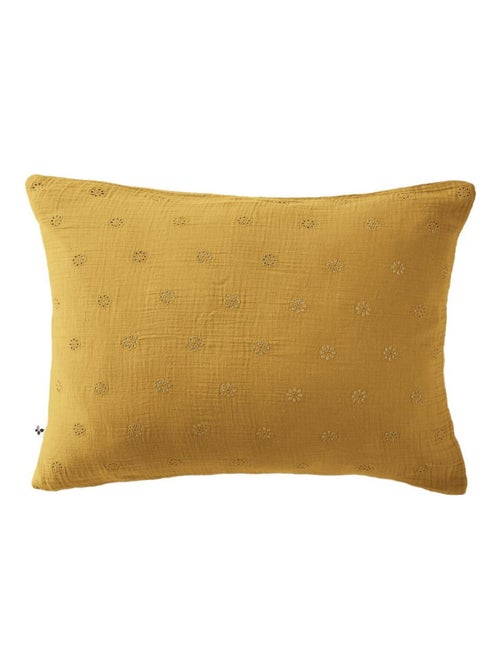 Taie d'oreiller brodée double gaze de coton - Kiabi