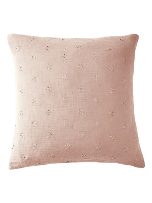 Taie d'oreiller brodée double gaze de coton - Kiabi