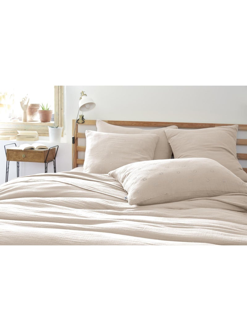 Taie d’oreiller brodée – gaze de coton – gaïa boho Beige Pampa - Kiabi