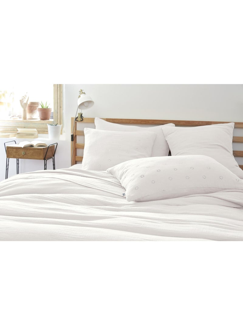Taie d’Oreiller Brodée – Gaze de Coton – Gaïa Boho Blanc - Kiabi