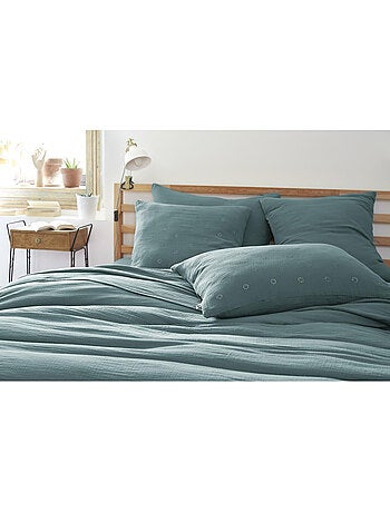 Taie d’Oreiller Brodée – Gaze de Coton – Gaïa Boho
