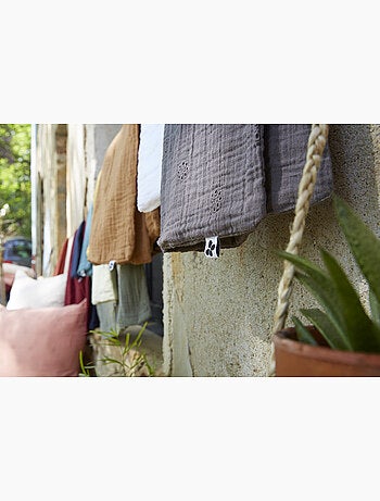 Taie d’Oreiller Brodée – Gaze de Coton – Gaïa Boho