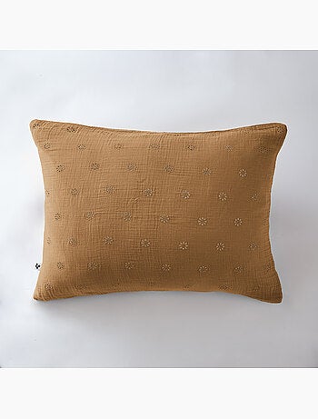 Taie d’Oreiller Brodée – Gaze de Coton – Gaïa Boho