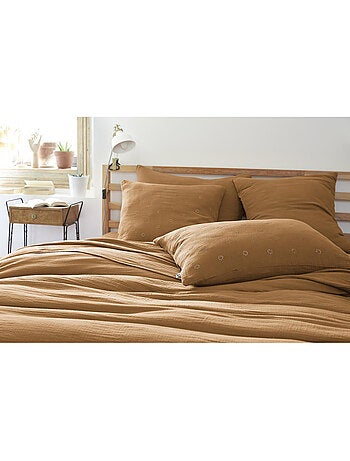 Taie d’Oreiller Brodée – Gaze de Coton – Gaïa Boho