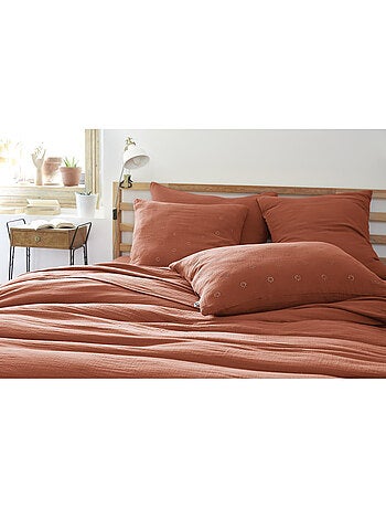 Taie d’Oreiller Brodée – Gaze de Coton – Gaïa Boho