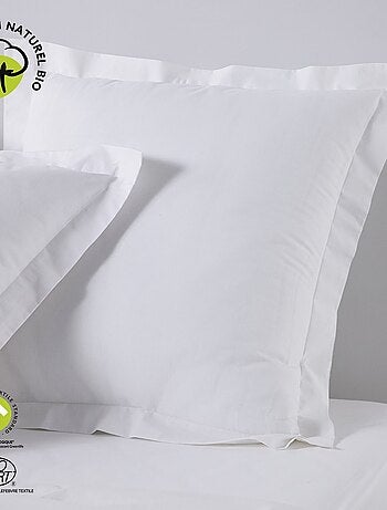 Taie d'oreiller carrée à volant plat - 100% coton BIO