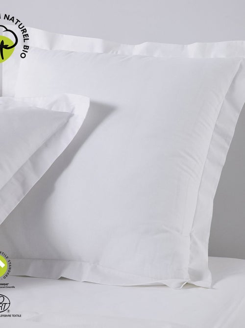 Taie d'oreiller carrée à volant plat - 100% coton BIO - Kiabi