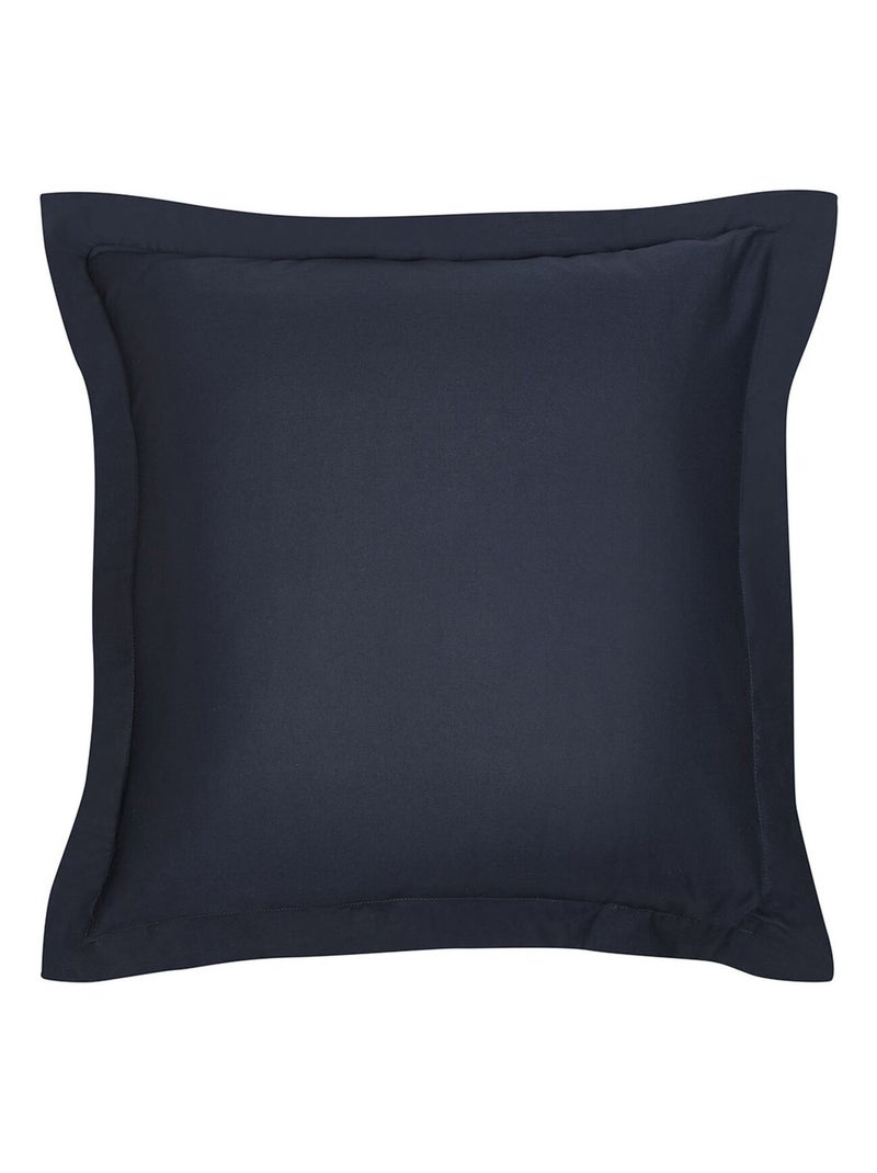 Taie d'oreiller carrée à volant plat - 100% coton BIO Bleu foncé - Kiabi