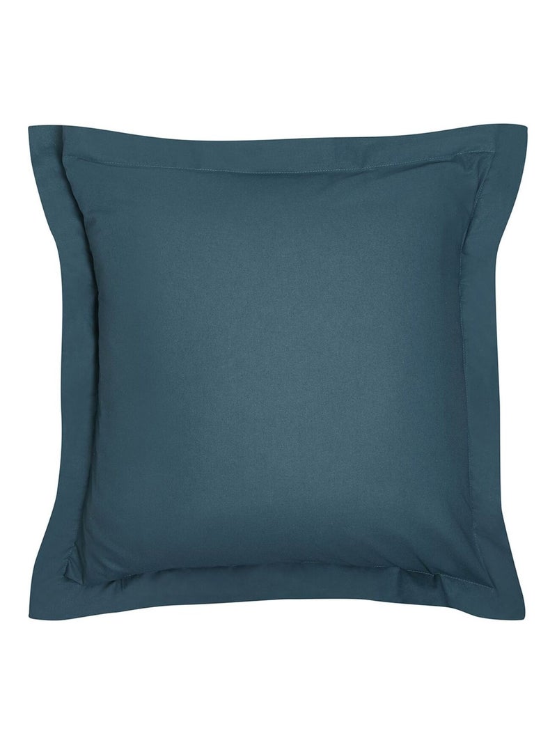 Taie d'oreiller carrée à volant plat - 100% coton BIO Bleu - Kiabi
