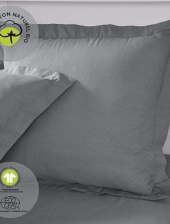 Taie d'oreiller carrée à volant plat - 100% coton BIO