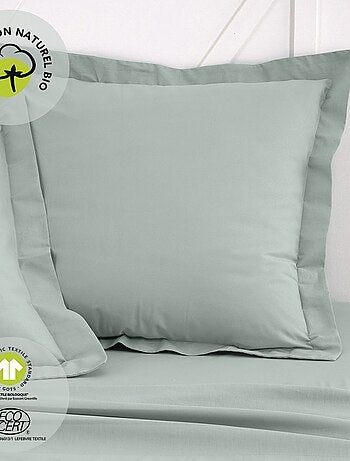 Taie d'oreiller carrée à volant plat - 100% coton BIO