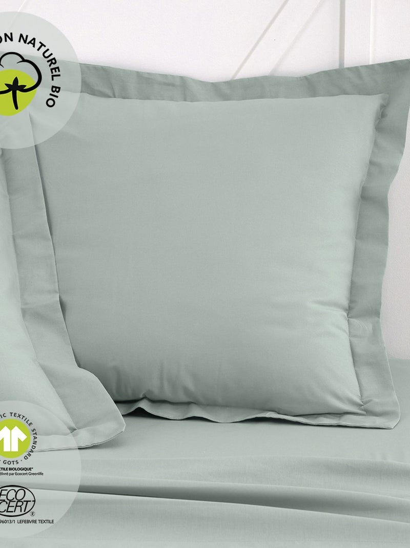 Taie d'oreiller carrée à volant plat - 100% coton BIO Vert - Kiabi