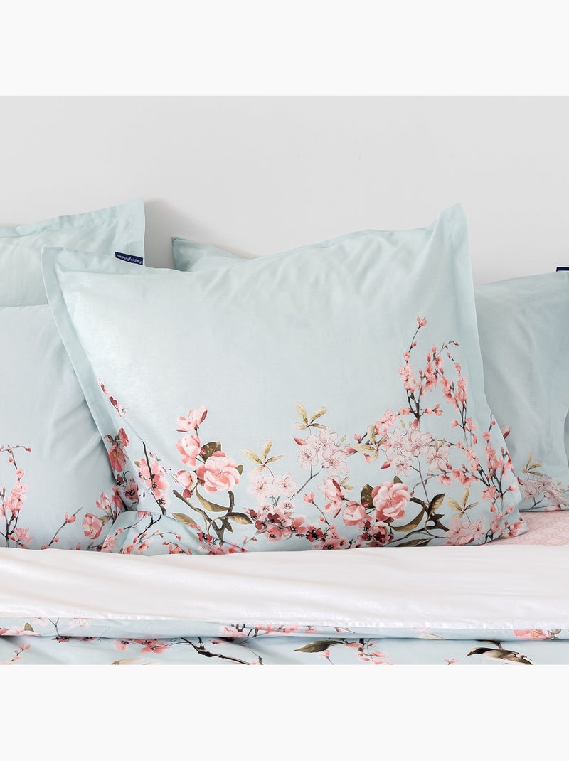 Taie d'oreiller Chinoiserie "Happyfriday" Bleu Rose - Kiabi