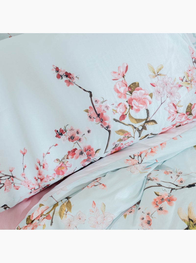 Taie d'oreiller Chinoiserie "Happyfriday" Bleu Rose - Kiabi
