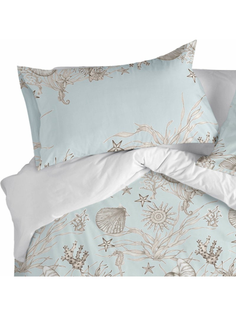 Taie d'oreiller Coral reef "Happyfriday" Bleu Gris - Kiabi