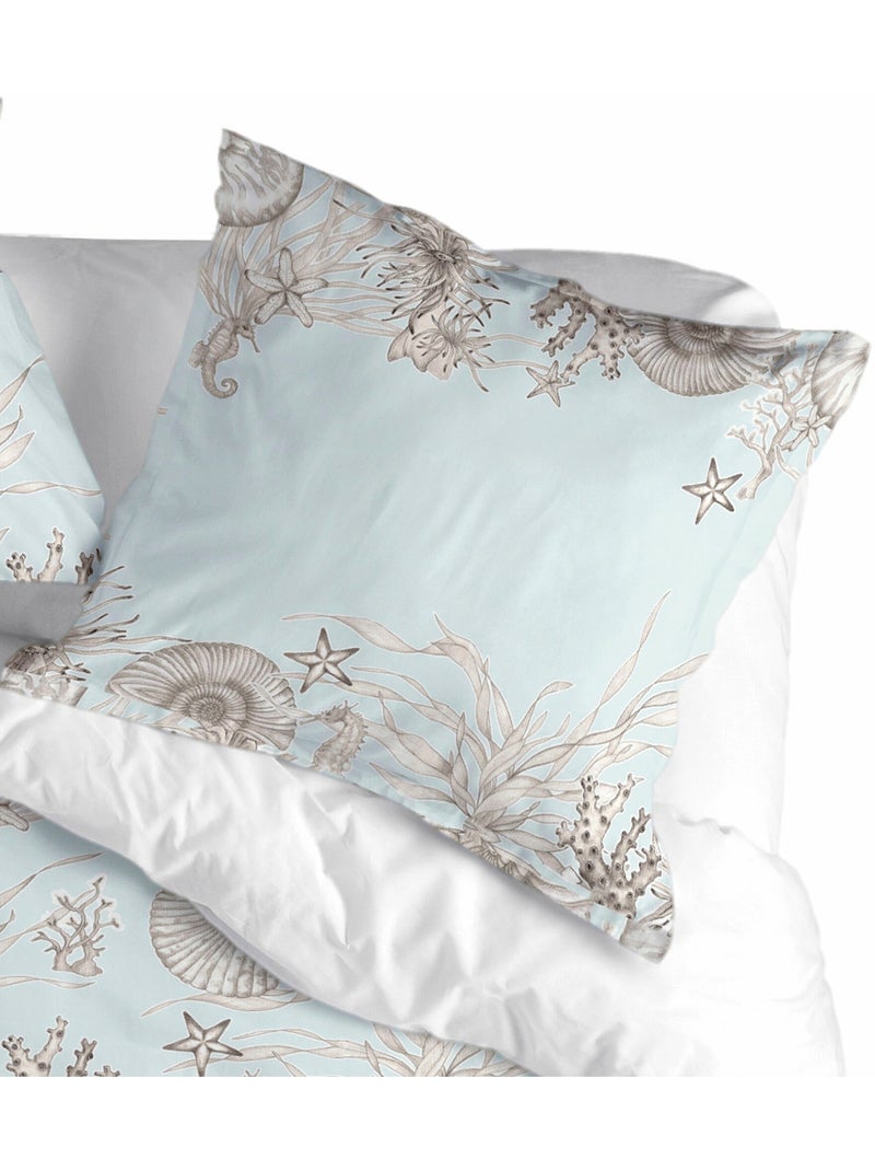 Taie d'oreiller Coral reef "Happyfriday" Bleu Gris - Kiabi