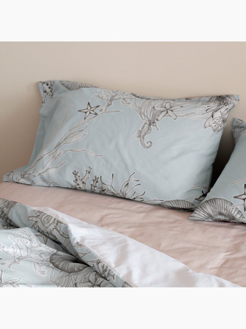 Taie d'oreiller Coral reef "Happyfriday" Bleu Gris - Kiabi