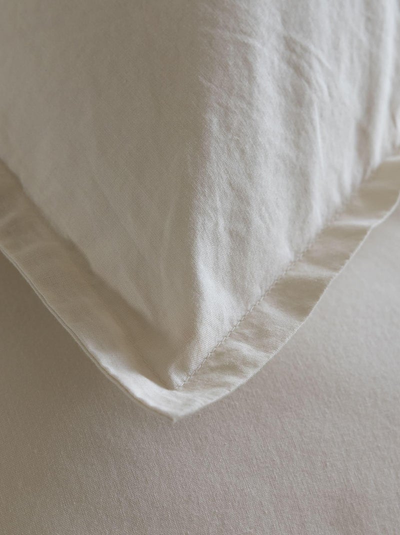 Taie d'oreiller coton lavé Beige - Kiabi