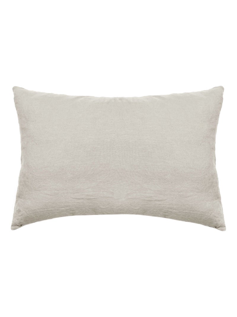 Taie d'oreiller coton lavé PALACE Beige argile - Kiabi