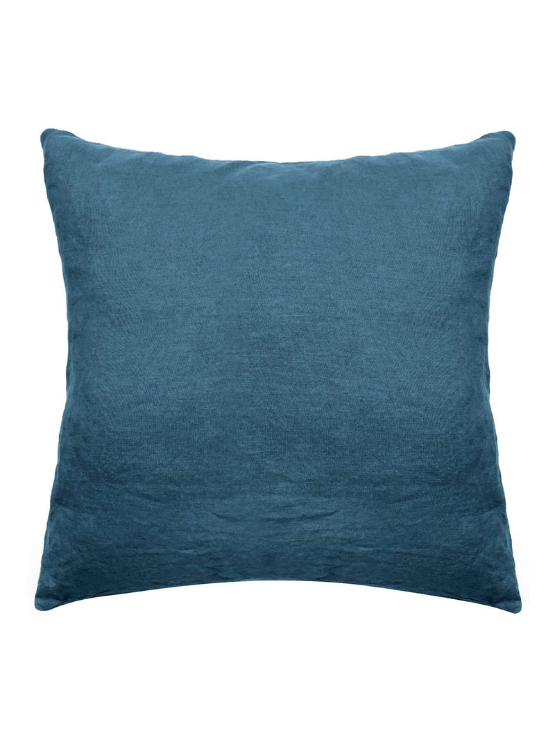 Taie d'oreiller coton lavé PALACE Bleu marine - Kiabi