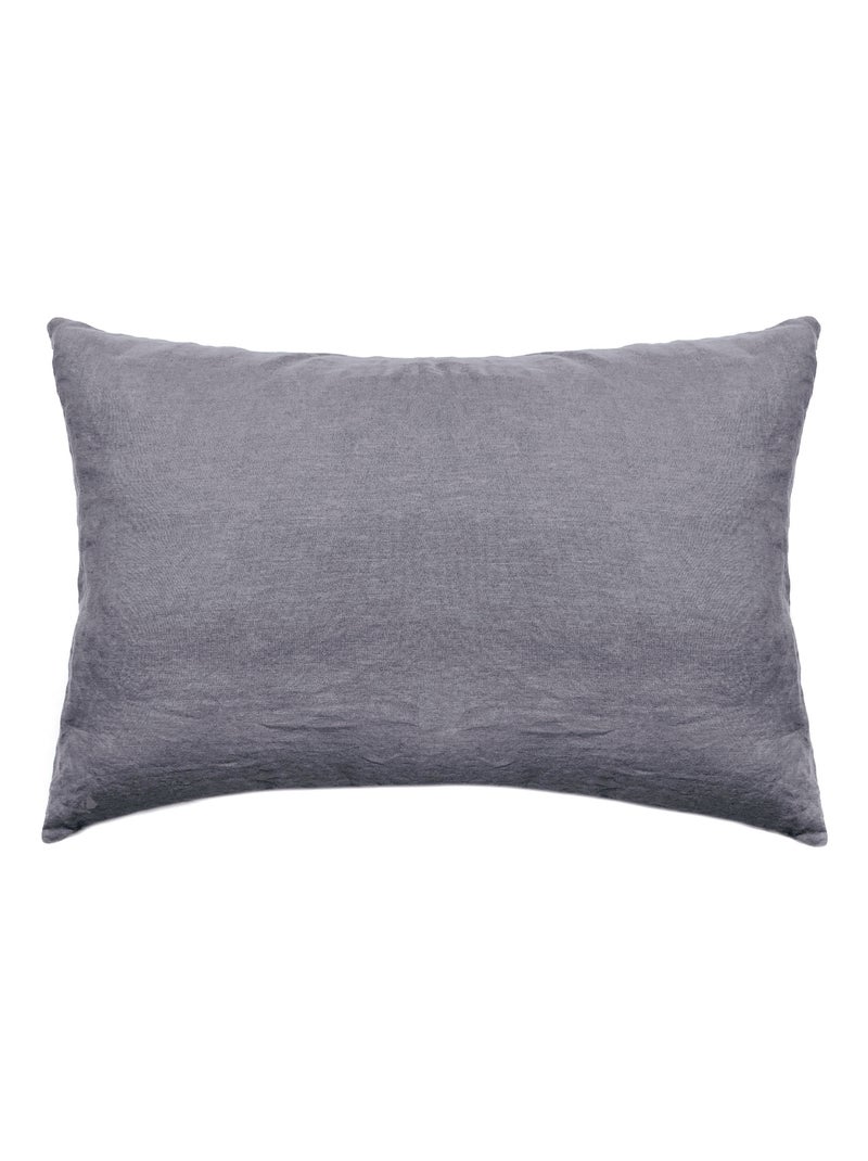 Taie d'oreiller coton lavé PALACE gris anthracite - Kiabi
