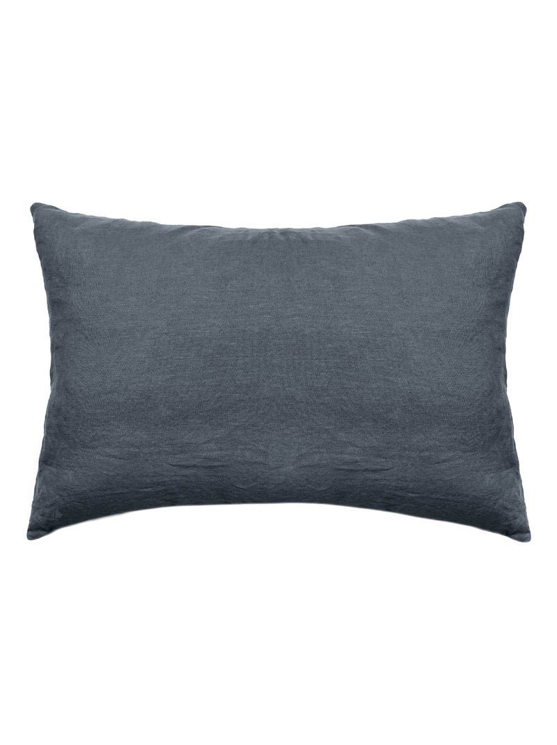 Taie d'oreiller coton lavé PALACE Noir mat - Kiabi