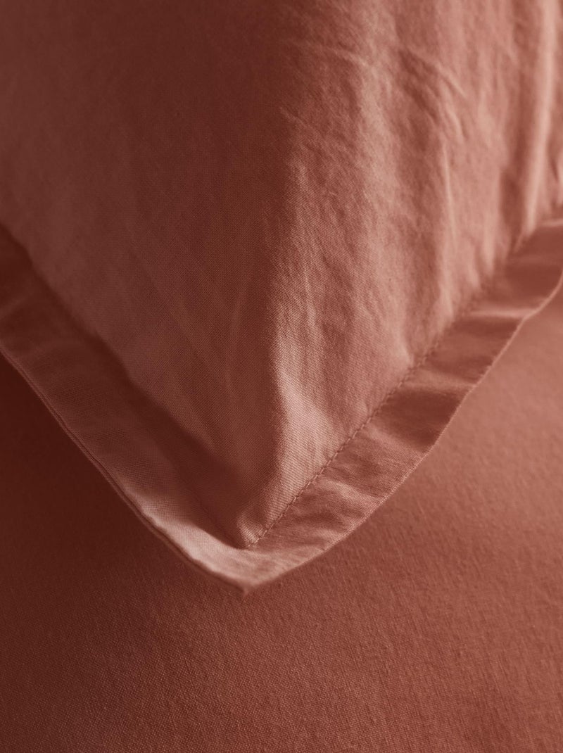 Taie d'oreiller coton lavé Terracotta - Kiabi
