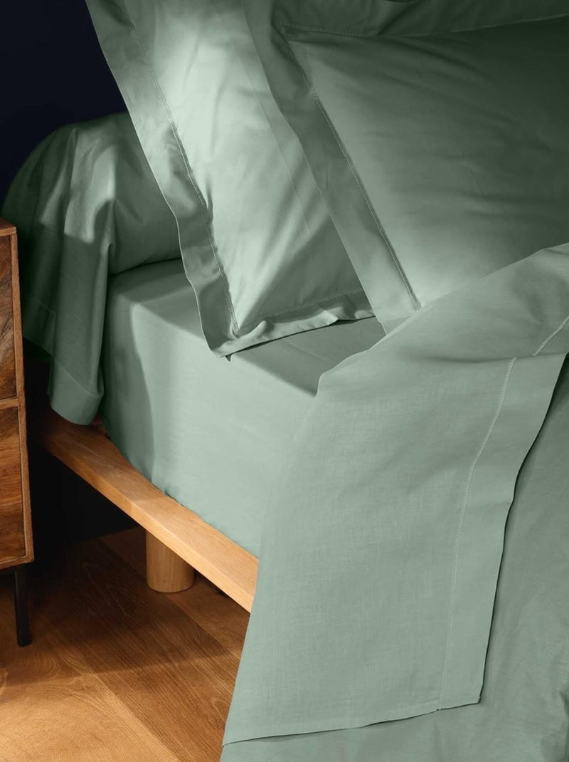 Taie d'oreiller Coton LINA PROMO LINGE Vert Sauge - Kiabi