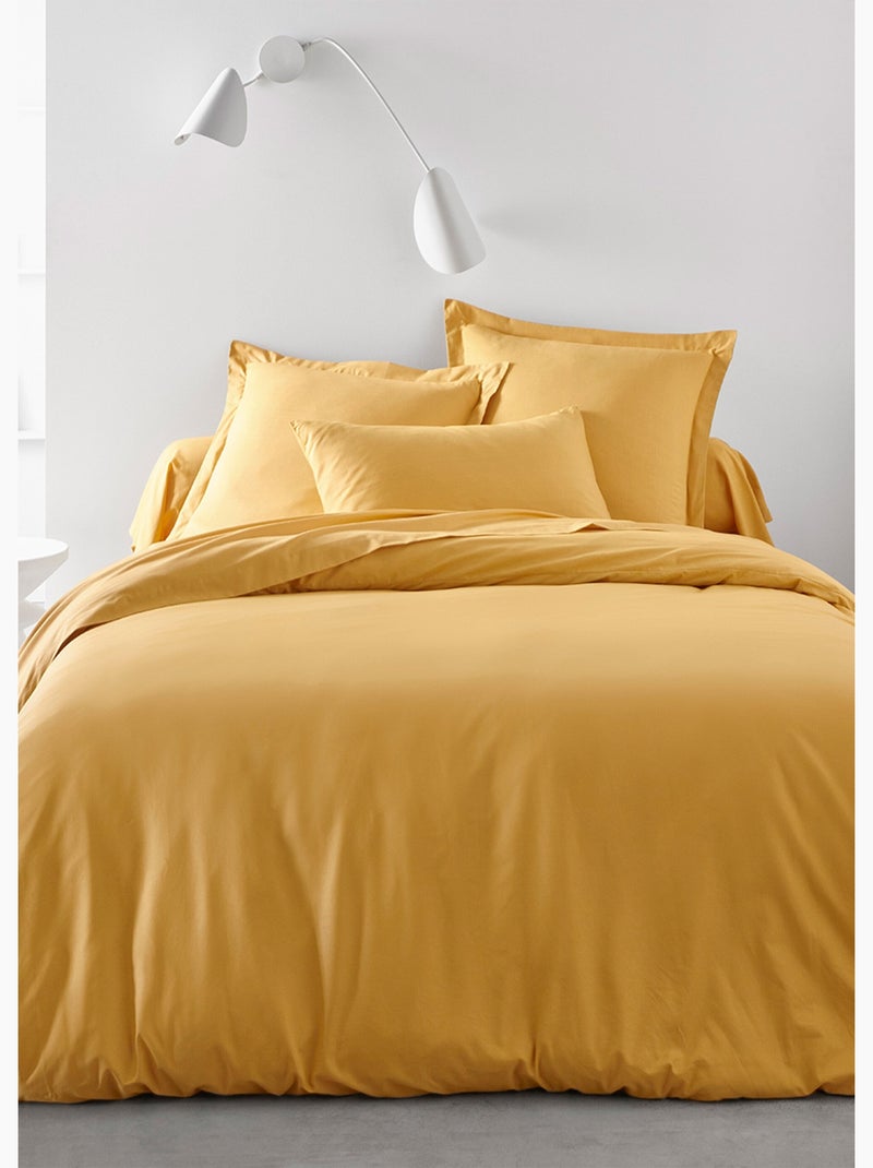 Taie d'oreiller coton unie - Afibel Gris Blanc Ocre - Kiabi